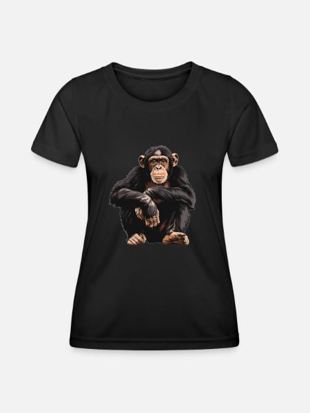 Chimpanzee Schimpansen Schimpanse - Frauen Funktions-T-Shirt - Schwarz
