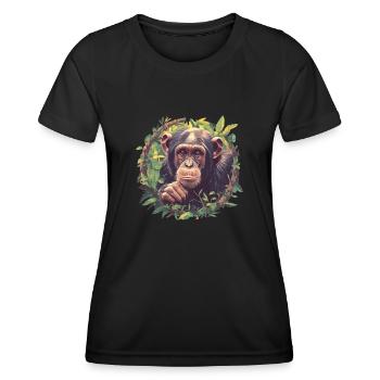 Chimpanzee Schimpansen Schimpanse - Frauen Funktions-T-Shirt - Schwarz - Vorne - AI Model Female 172 light (172cm)