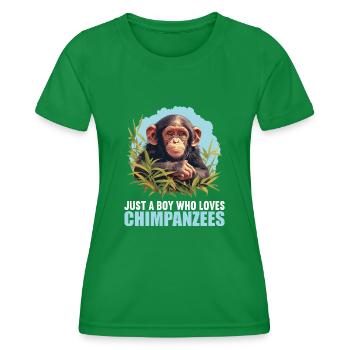 Chimpanzee Schimpansen Schimpanse - Frauen Funktions-T-Shirt - Kelly Green - Vorne - AI Model Female 172 dark (172cm)