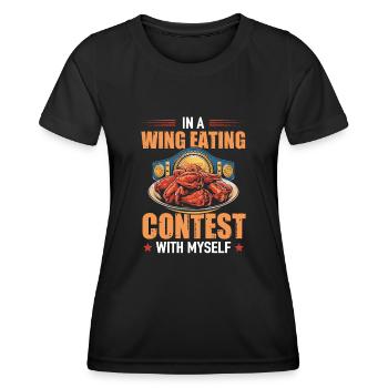 Chicken Wings Wettessen Wing Eating Contest - Frauen Funktions-T-Shirt - Schwarz - Vorne - AI Model Female 172 light (172cm)