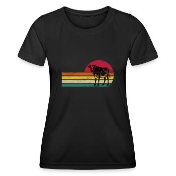 Scottish Highland Kuh Rinderkuh - Frauen Funktions-T-Shirt - Schwarz - Vorne - AI Model Female 172 light (172cm)