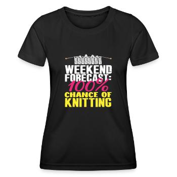Wochenend-Prognose: 100% Stricken - Frauen Funktions-T-Shirt - Schwarz - Vorne - AI Model Female 172 light (172cm)