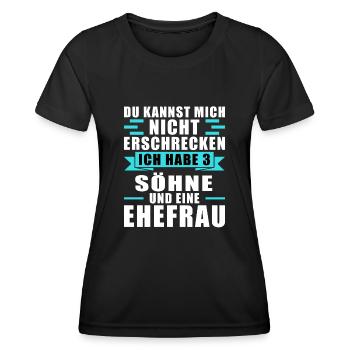 Papa 3 Söhne Papa von 3 Söhnen Geschenk - Frauen Funktions-T-Shirt - Schwarz - Vorne - AI Model Female 172 light (172cm)