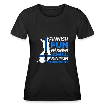 Funny Finnish designs for Finns - Women's Functional T-Shirt - black - Front - AI Model Female 172 light (172cm)