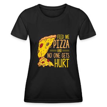 Drôle de dicton de pizza - T-shirt sport Femme - noir - Devant - AI Model Female 172 light (172cm)