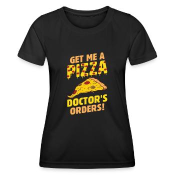 Drôle de dicton de pizza - T-shirt sport Femme - noir - Devant - AI Model Female 172 light (172cm)