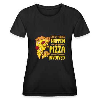 Drôle de dicton de pizza - T-shirt sport Femme - noir - Devant - AI Model Female 172 light (172cm)