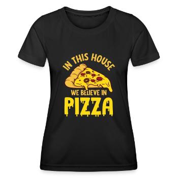Drôle de dicton de pizza - T-shirt sport Femme - noir - Devant - AI Model Female 172 light (172cm)