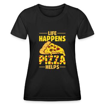 Drôle de dicton de pizza - T-shirt sport Femme - noir - Devant - AI Model Female 172 light (172cm)