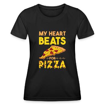 Funny pizza saying - Women's Functional T-Shirt - black - Front - AI Model Female 172 light (172cm)
