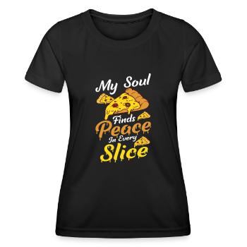 Funny pizza saying - Women's Functional T-Shirt - black - Front - AI Model Female 172 light (172cm)