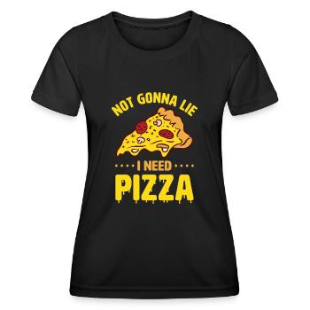 Funny pizza saying - Women's Functional T-Shirt - black - Front - AI Model Female 172 light (172cm)