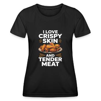 Chicken Wings Lover Crispy Skin Tender Meat - Women's Functional T-Shirt - black - Front - AI Model Female 172 light (172cm)
