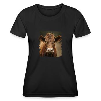 Kühe Kuh - Frauen Funktions-T-Shirt - Schwarz - Vorne - AI Model Female 172 light (172cm)