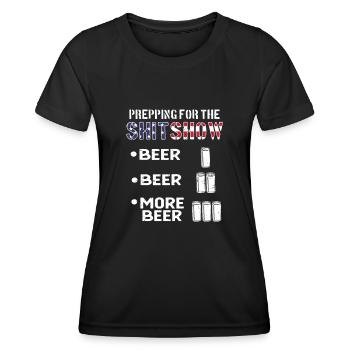 Préparation pour le spectacle de satire politique - T-shirt sport Femme - noir - Devant - AI Model Female 172 light (172cm)