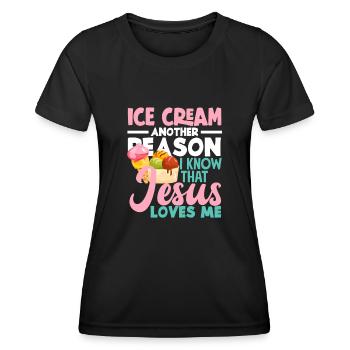 Eiscreme Liebhaber Jesus Liebe - Frauen Funktions-T-Shirt - Schwarz - Vorne - AI Model Female 172 light (172cm)