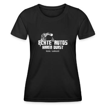 Echte Autos haben Durst Motorschau Benzin PS - Frauen Funktions-T-Shirt - Schwarz - Vorne - AI Model Female 172 light (172cm)