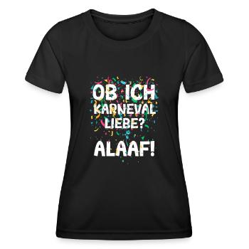 Que j’aime le carnaval Alaaf Confettis du carnaval - T-shirt sport Femme - noir - Devant - AI Model Female 172 light (172cm)