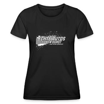 Echte Autos haben Durst Motorschau Benzin PS - Frauen Funktions-T-Shirt - Schwarz - Vorne - AI Model Female 172 light (172cm)