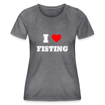 I Love Fisting - Frauen Funktions-T-Shirt - dunkle Melange  - Vorne - AI Model Female 172 light (172cm)