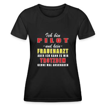 Pilot und kein Frauenarzt - Frauen Funktions-T-Shirt - Schwarz - Vorne - AI Model Female 172 light (172cm)