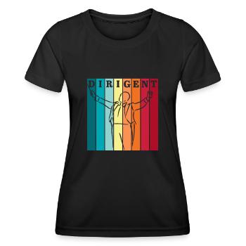 Caractéristiques du chef d’orchestre Chef d’orchestre Professeur de musique - T-shirt sport Femme - noir - Devant - AI Model Female 172 light (172cm)