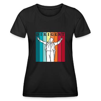 Caractéristiques du chef d’orchestre Chef d’orchestre Professeur de musique - T-shirt sport Femme - noir - Devant - AI Model Female 172 light (172cm)