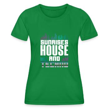 Sunrises House And Techno Lover - Frauen Funktions-T-Shirt - Kelly Green - Vorne - AI Model Female 172 dark (172cm)