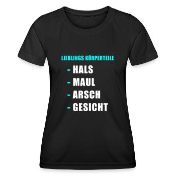 Hals Maul Arsch Gesicht Geschenk Idee böse Sprüche - Frauen Funktions-T-Shirt - Schwarz - Vorne - AI Model Female 172 light (172cm)