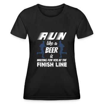 Funny Run Like There's Beer at Finish Line T-shirt - Frauen Funktions-T-Shirt - Schwarz - Vorne - AI Model Female 172 light (172cm)