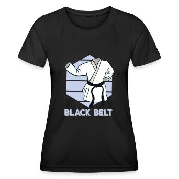 Ceinture noire - T-shirt sport Femme - noir - Devant - AI Model Female 172 light (172cm)