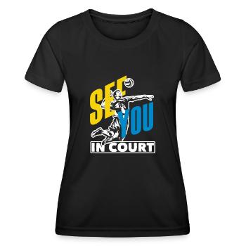 Volleyball Sieht Man Sich Auf Dem Spielfeld - Frauen Funktions-T-Shirt - Schwarz - Vorne - AI Model Female 172 light (172cm)
