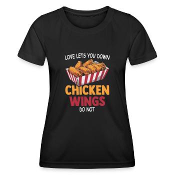 Chicken Wings Liebe Frittiertes Hühnchen Geschenk - Frauen Funktions-T-Shirt - Schwarz - Vorne - AI Model Female 172 light (172cm)