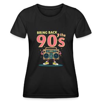 Bring Back the 90's Retro Boombox 90er Jahre - Frauen Funktions-T-Shirt - Schwarz - Vorne - AI Model Female 172 light (172cm)