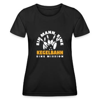 Kegeln Ein Mann Eine Kegelbahn Mission - Frauen Funktions-T-Shirt - Schwarz - Vorne - AI Model Female 172 light (172cm)