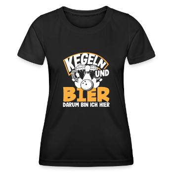 Kegeln Und Bier Darum Bin Ich Hier - Frauen Funktions-T-Shirt - Schwarz - Vorne - AI Model Female 172 light (172cm)