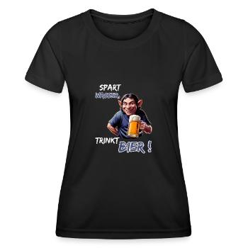 Spart Wasser, trinkt Bier!-Lustige Party Kobold - Frauen Funktions-T-Shirt - Schwarz - Vorne - AI Model Female 172 light (172cm)