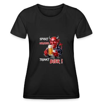 Save Water, Drink Beer!-Funny Party Devil - Women's Functional T-Shirt - black - Front - AI Model Female 172 light (172cm)