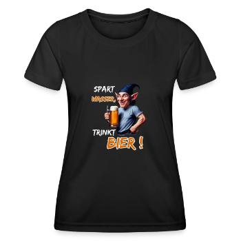 Save Water, Drink Beer!-Funny Party Leprechaun - Women's Functional T-Shirt - black - Front - AI Model Female 172 light (172cm)