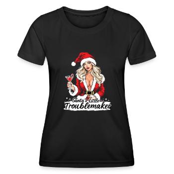 Santa's Little Troublemaker Christmas Hat - Women's Functional T-Shirt - black - Front - AI Model Female 172 light (172cm)