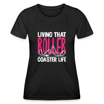 Achterbahn Das Leben Im Roller Coaster Rausch - Frauen Funktions-T-Shirt - Schwarz - Vorne - AI Model Female 172 light (172cm)
