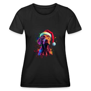 Bunt Vizsla Nikolausmütze Künstlerisch Weihnachten - Frauen Funktions-T-Shirt - Schwarz - Vorne - AI Model Female 172 light (172cm)