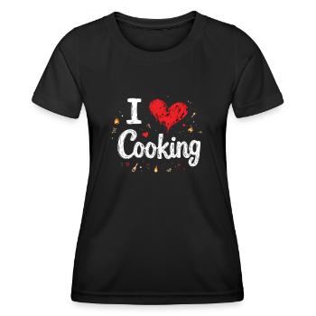J’aime cuisiner Cuisiner Cuisiner Cuisiner - T-shirt sport Femme - noir - Devant - AI Model Female 172 light (172cm)