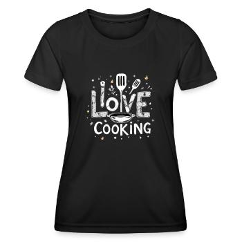 J’aime cuisiner Cuisiner Cuisiner Cuisiner - T-shirt sport Femme - noir - Devant - AI Model Female 172 light (172cm)
