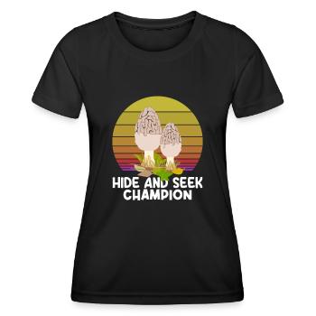 Cacher Maître cueilleur de champignons Cache-cache - T-shirt sport Femme - noir - Devant - AI Model Female 172 light (172cm)