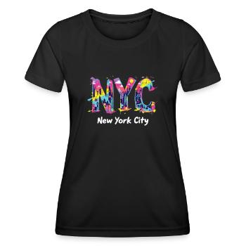 New York – Horizon de New York New York - T-shirt sport Femme - noir - Devant - AI Model Female 172 light (172cm)