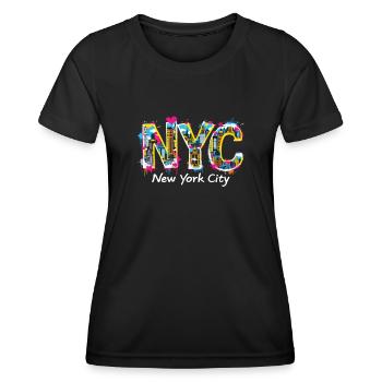 New York – Horizon de New York New York - T-shirt sport Femme - noir - Devant - AI Model Female 172 light (172cm)