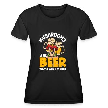 Cueilleur de champignons et amateur de bière - T-shirt sport Femme - noir - Devant - AI Model Female 172 light (172cm)