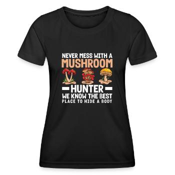 Ne jamais ennuyer un cueilleur de champignons - T-shirt sport Femme - noir - Devant - AI Model Female 172 light (172cm)