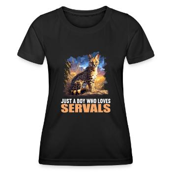 Servale Serval - Frauen Funktions-T-Shirt - Schwarz - Vorne - AI Model Female 172 light (172cm)